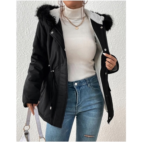 Baby Girls Boys' Winter Fleece Jackets With Hooded Toddler Cotton Dress Warm Lined Coat Outer Clothing (Black, 1-2T